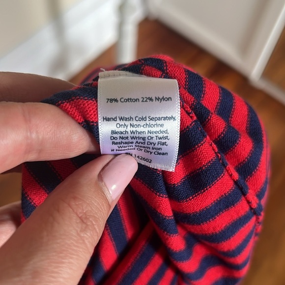 Sail to Sable Classic Red and Navy Blue Striped Cotton Blend Crew Neck Dress - L - Picture 9 of 9